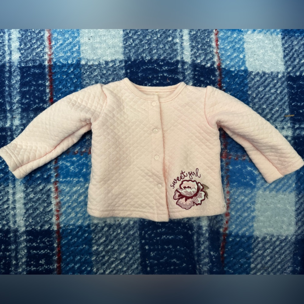 2/$10- Le Top Pale Pink Quilted Infant Cardigan